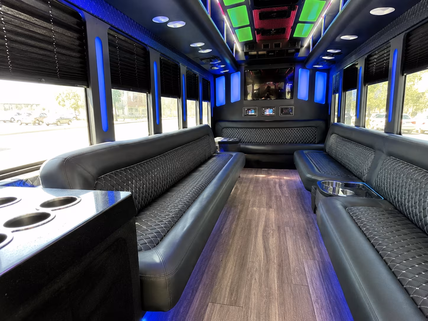 minnetonka 15 passenger party bus inside