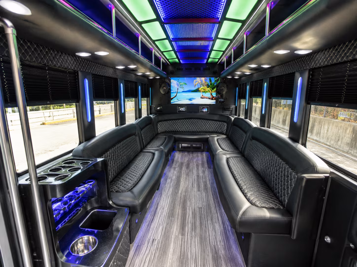 minnetonka 18 passenger party bus inside