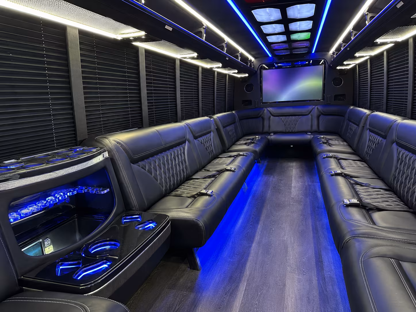 minnetonka 20 passenger party bus inside