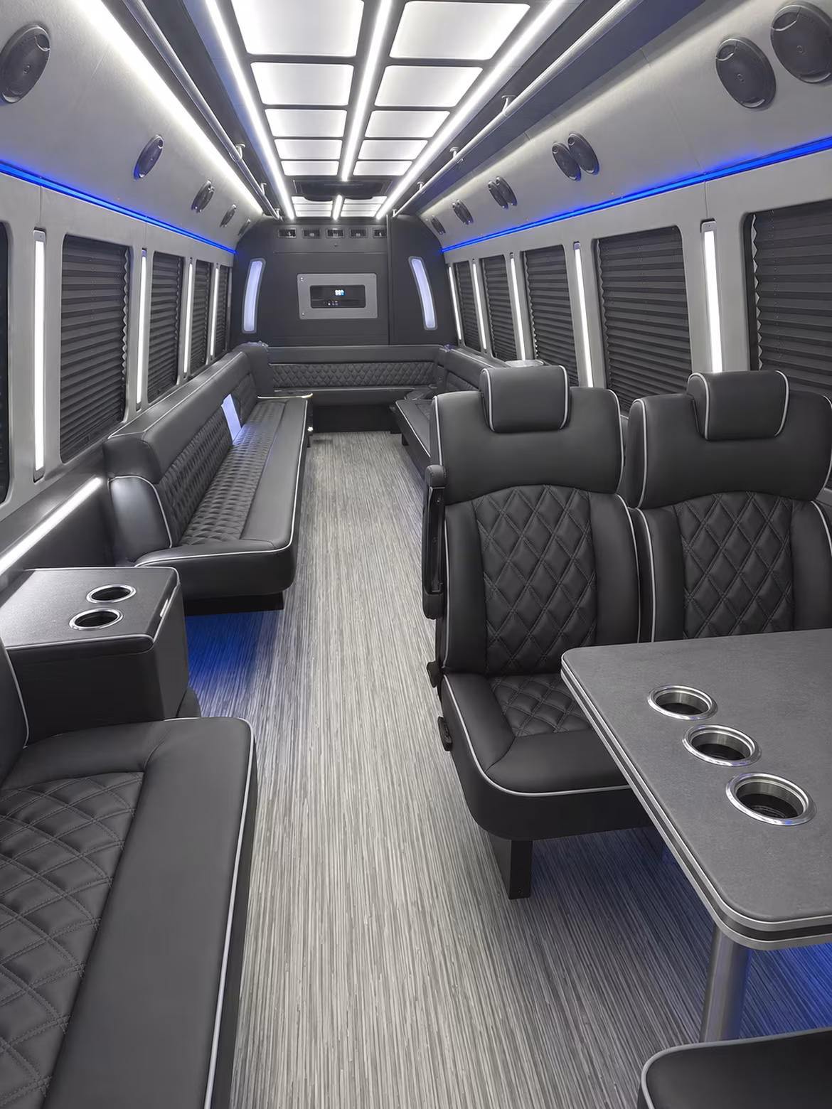 minnetonka 25 passenger party bus inside