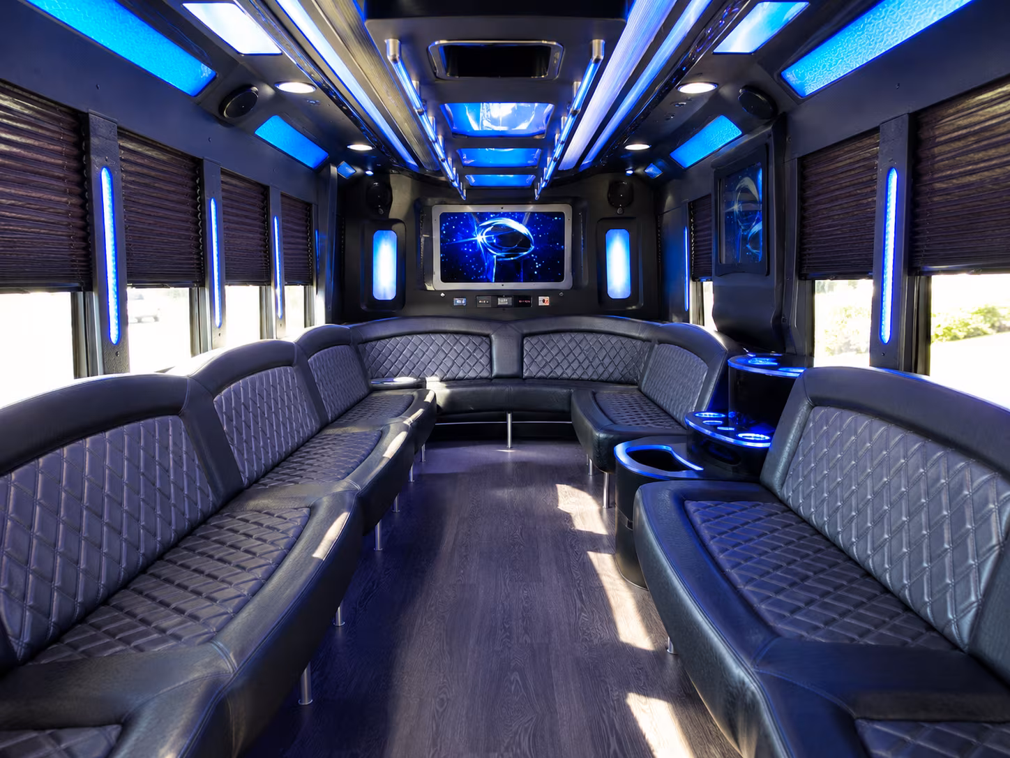 minnetonka 28 passenger party bus inside