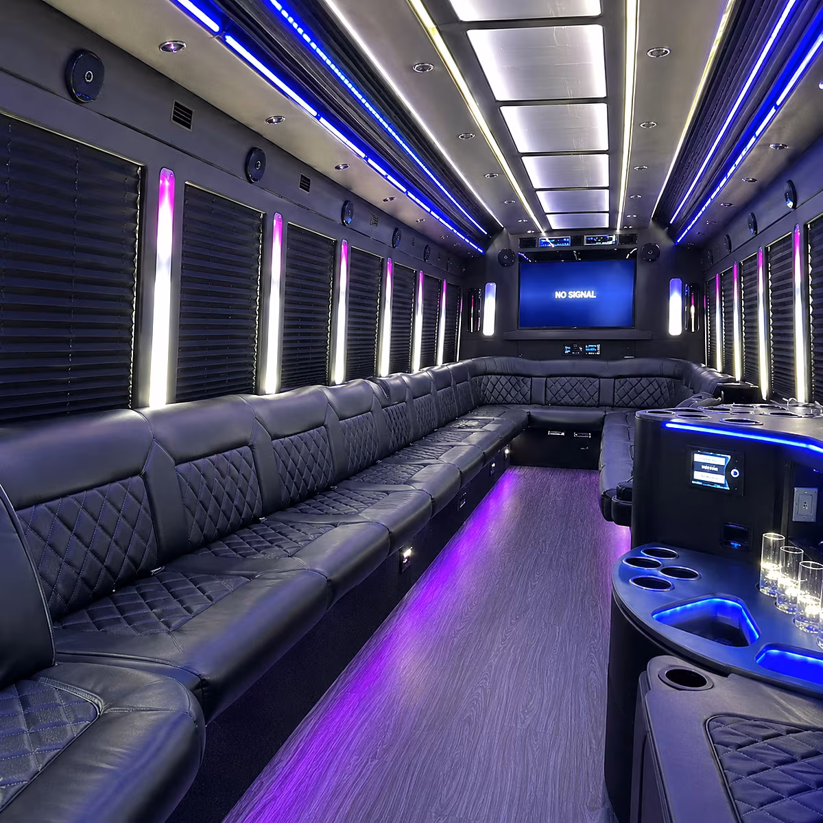 minnetonka 30 passenger party bus inside