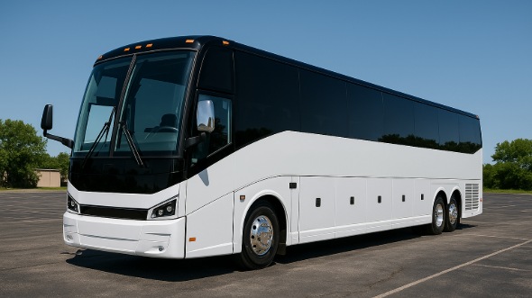 Exterior of Charter Bus Company Cedar Rapids's 55 Passenger Charter Bus in Cedar Rapids