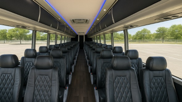 Interior of Charter Bus Company Saint Paul's 55 Passenger Charter Bus in Saint Paul