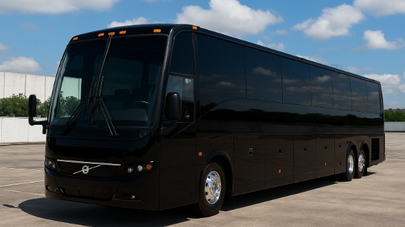 Exterior of Charter Bus Company Cedar Rapids's 56 Passenger Charter Bus in Cedar Rapids