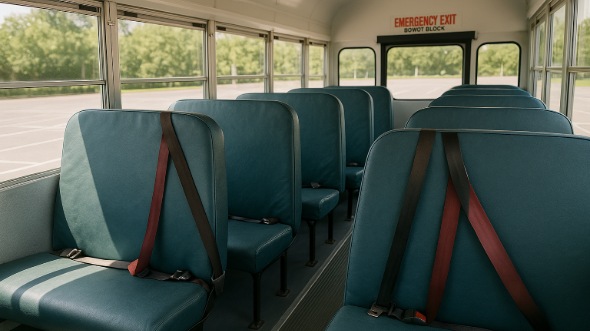 Interior of Charter Bus Company Saint Paul's School Bus in Saint Paul
